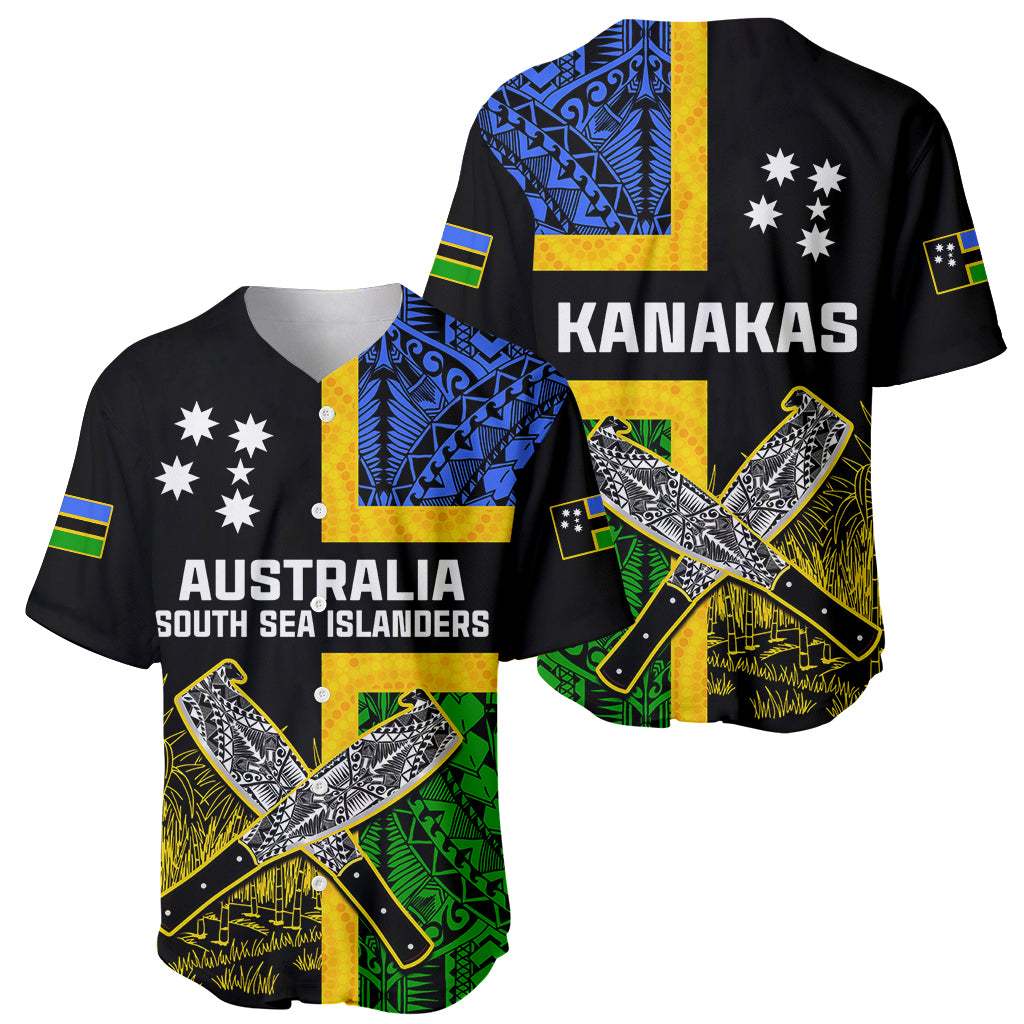 Australian South Sea Islanders Flag Style Baseball Jersey LT14 Black - Polynesian Pride