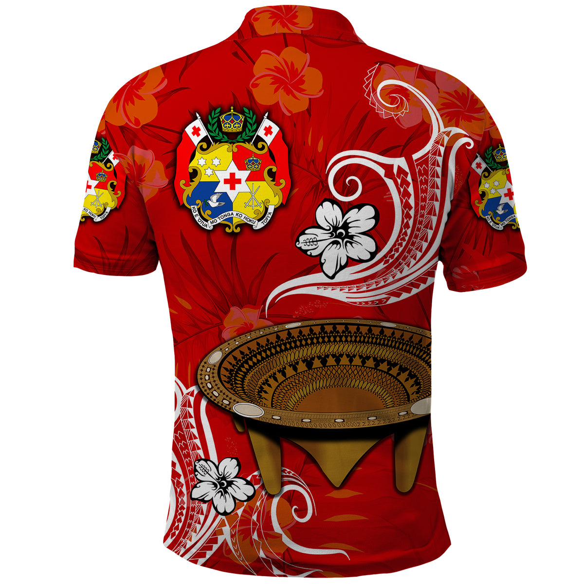 Custom Tonga Kumete Kava Bowl Sila Vibes Red Polo Shirt LT8 - Polynesian Pride