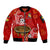 (Custom Personalised) Tonga Kumete Kava Bowl Sila Vibes - Red Sleeve Zip Bomber Jacket LT8 Unisex Red - Polynesian Pride