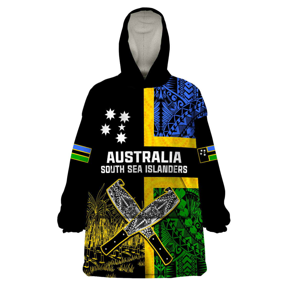 Australian South Sea Islanders Flag Style Wearable Blanket Hoodie LT14 Unisex One Size - Polynesian Pride