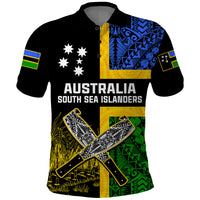 Australian South Sea Islanders Flag Style Polo Shirt LT14 Black - Polynesian Pride
