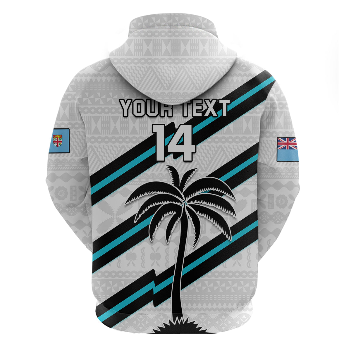 (Custom Text and Number) Fiji Rugby Tapa Pattern Fijian 7s White Hoodie LT14 - Polynesian Pride
