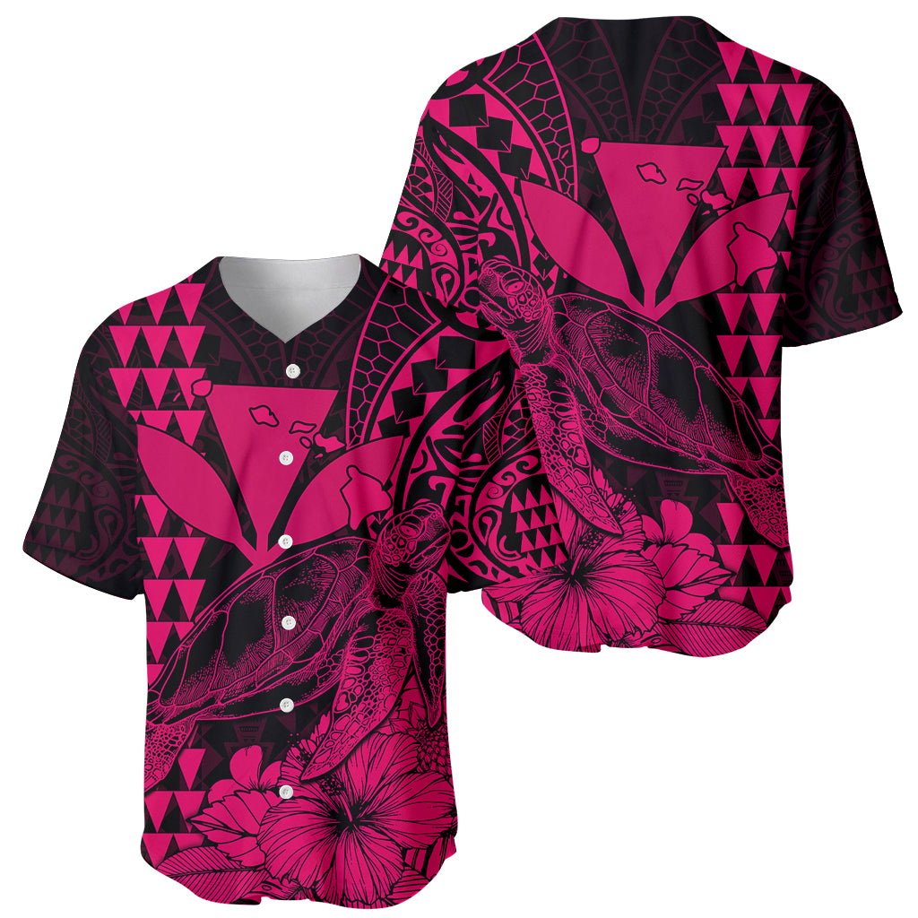 Kakau Polynesian Tribal Hawaiian Turtle with Kanaka Maoli Pink Baseball Jersey LT9 Pink - Polynesian Pride