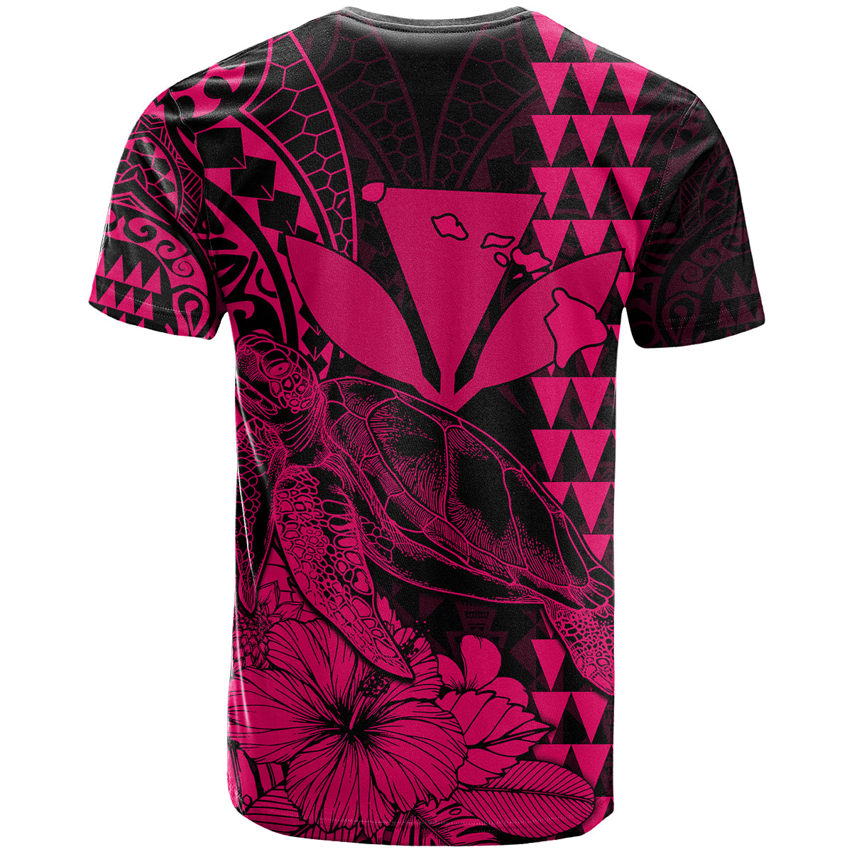 Kakau Polynesian Tribal Hawaiian Turtle with Kanaka Maoli Pink T Shirt LT9 - Polynesian Pride