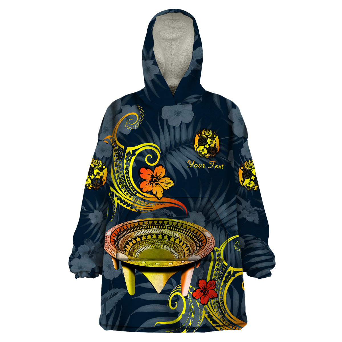 (Custom Personalised) Tonga Kumete Kava Bowl Sila Vibes - Gradient Wearable Blanket Hoodie LT8 Unisex One Size - Polynesian Pride