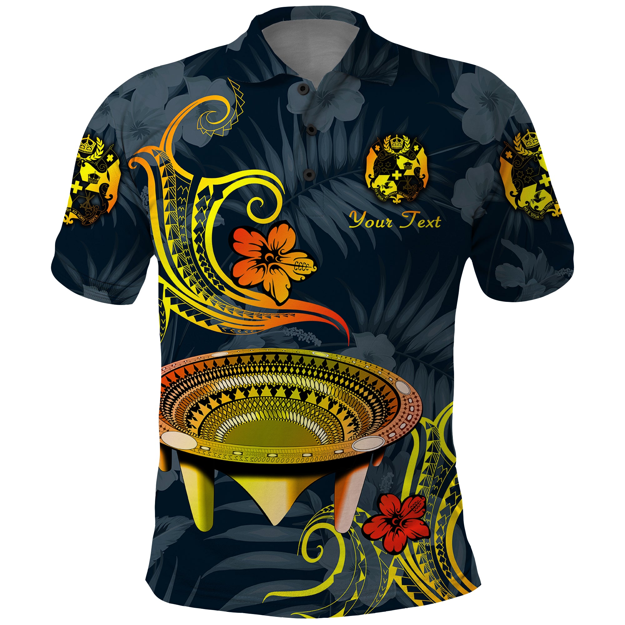 Custom Tonga Kumete Kava Bowl Sila Vibes Gradient Polo Shirt LT8 Navy - Polynesian Pride