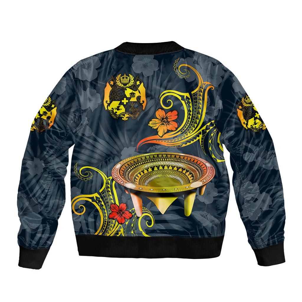 (Custom Personalised) Tonga Kumete Kava Bowl Sila Vibes - Gradient Sleeve Zip Bomber Jacket LT8 - Polynesian Pride