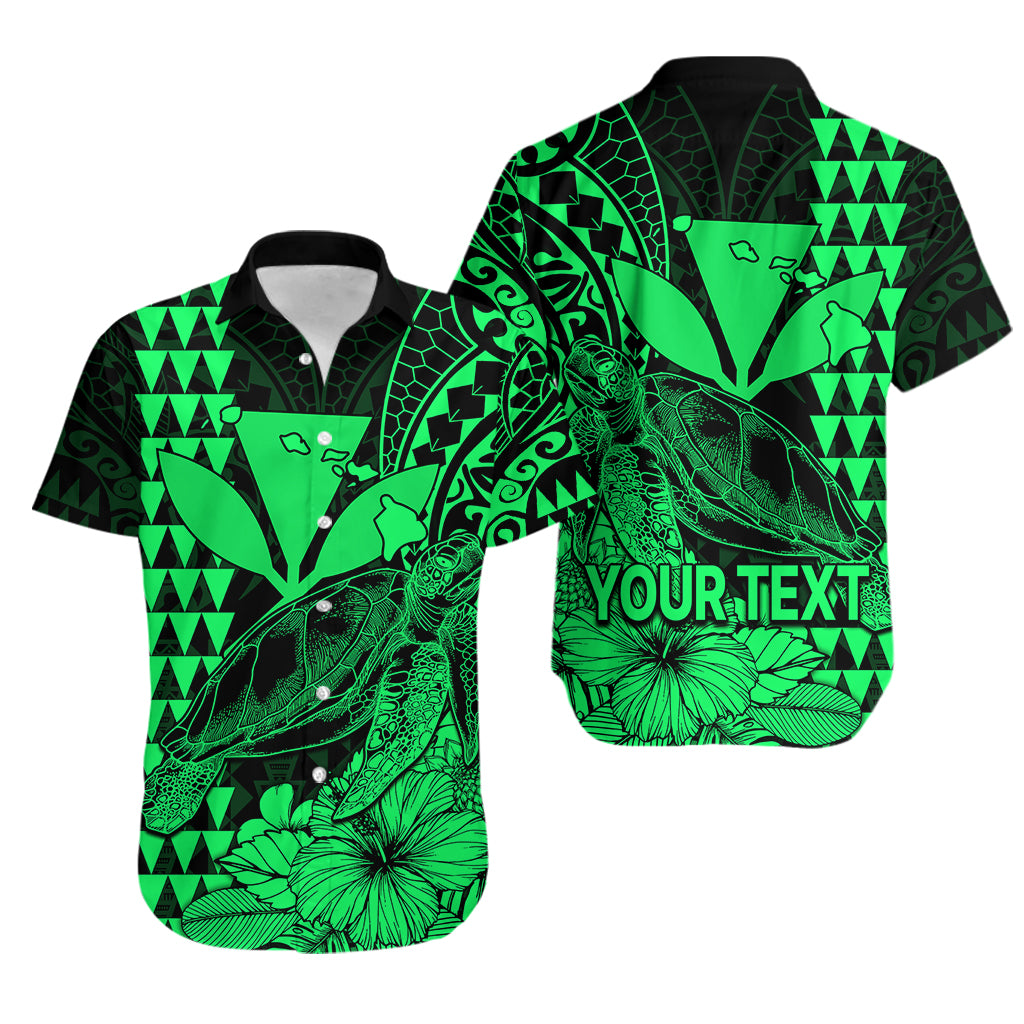 (Custom Personalised) Kakau Polynesian Tribal Hawaiian Turtle with Kanaka Maoli Green Hawaiian Shirt LT9 Green - Polynesian Pride