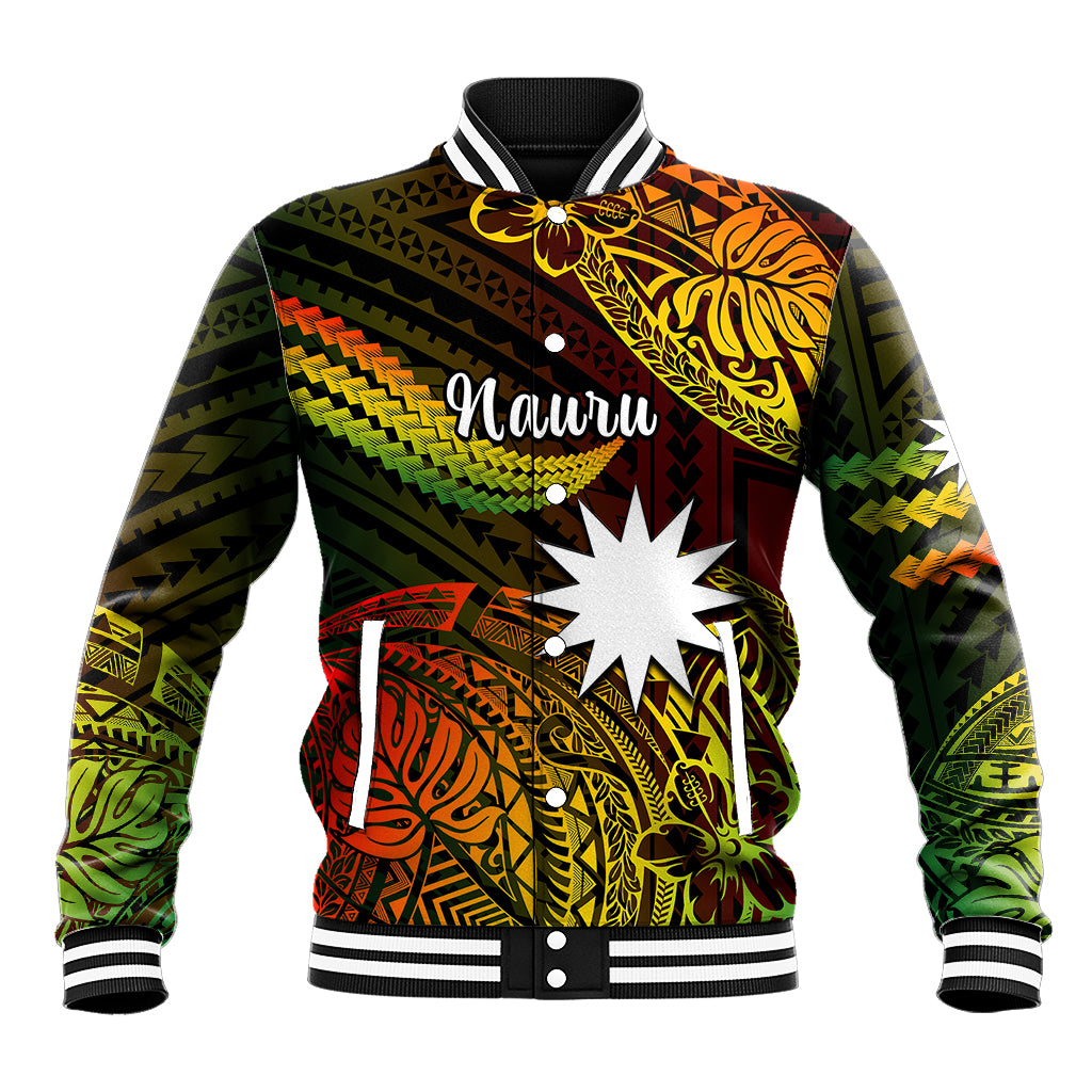 (Custom Personalised) Nauru Polynesian Hibiscus Naoero Reggae Baseball Jacket LT14 Unisex Reggae - Polynesian Pride