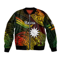 (Custom Personalised) Nauru Polynesian Hibiscus Naoero Reggae Sleeve Zip Bomber Jacket LT14 Unisex Reggae - Polynesian Pride