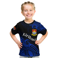 (Custom Personalised) Ribaberiki Kiribati Coat Of Arms Mix Blue Polynesian Kid T Shirt LT14 Youth XL Size14 - Polynesian Pride