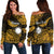 (Custom Personalised) Nauru Polynesian Hibiscus Naoero Glod Off Shoulder Sweater LT14 Women Gold - Polynesian Pride