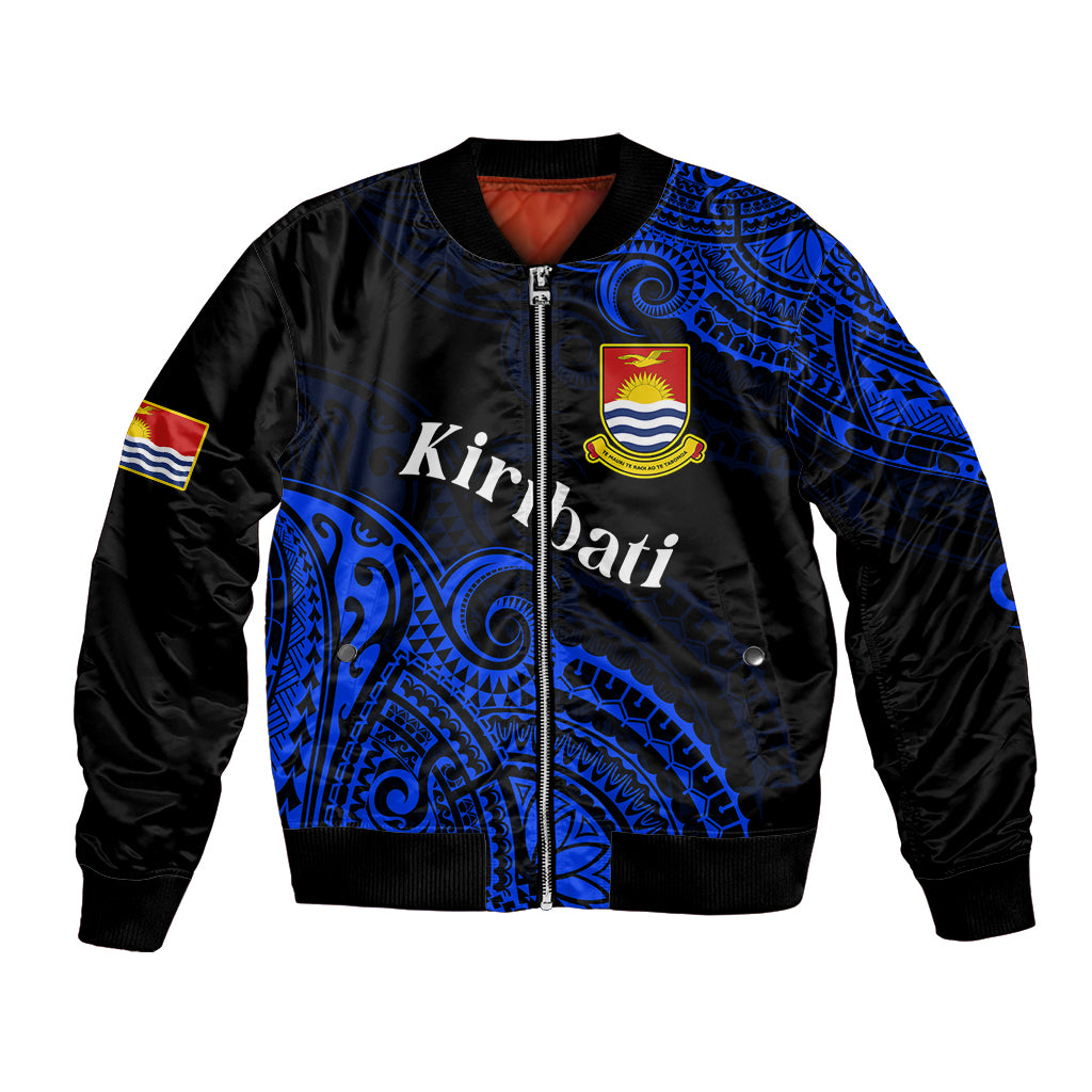 (Custom Personalised) Ribaberiki Kiribati Coat Of Arms Mix Blue Polynesian Bomber Jacket LT14 Unisex Blue - Polynesian Pride