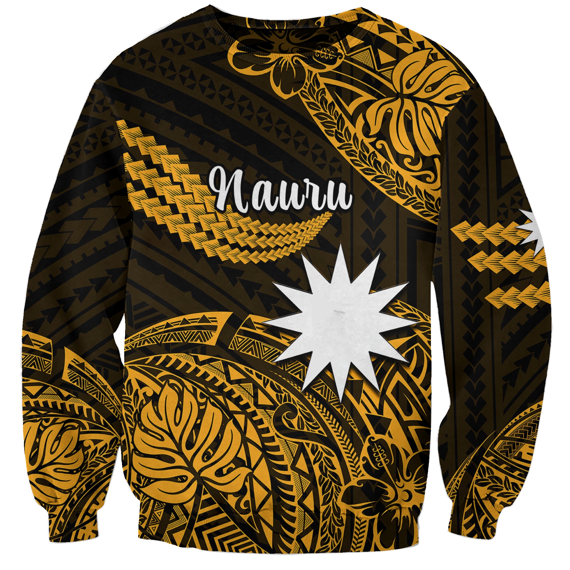 (Custom Personalised) Nauru Polynesian Hibiscus Naoero Glod Sweatshirt LT14 Unisex Gold - Polynesian Pride