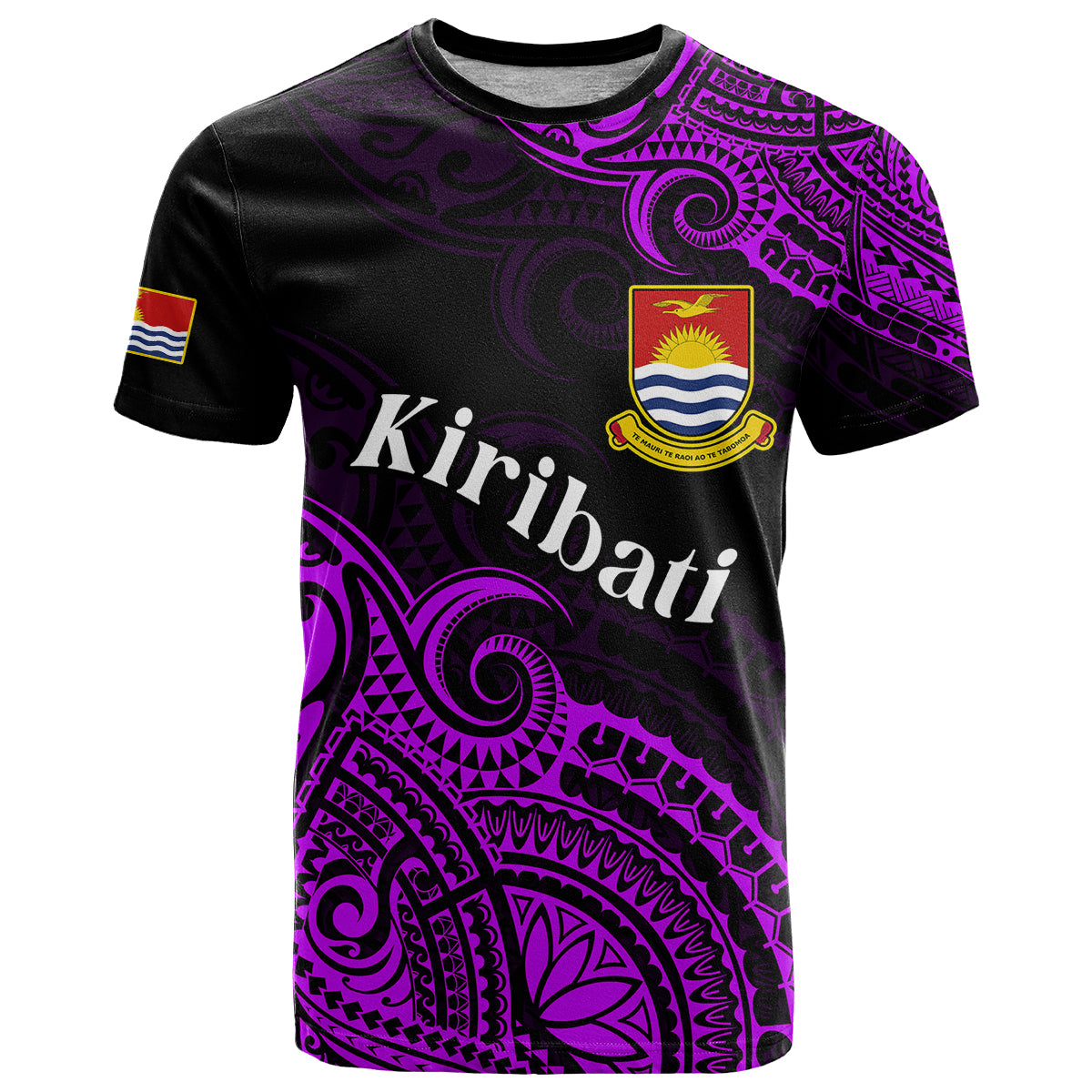 Custom Ribaberiki Kiribati Coat of Arms Mix Purple Polynesian T Shirt LT14 Purple - Polynesian Pride