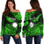 (Custom Personalised) Nauru Polynesian Hibiscus Naoero Green Off Shoulder Sweater LT14 Women Green - Polynesian Pride