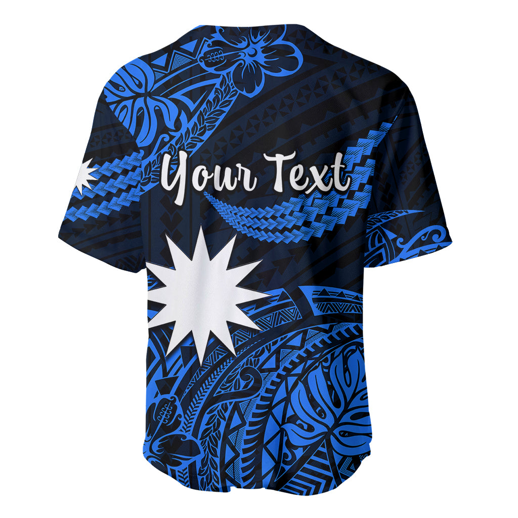 (Custom Personalised) Nauru Polynesian Hibiscus Naoero Blue Baseball Jersey LT14 - Polynesian Pride