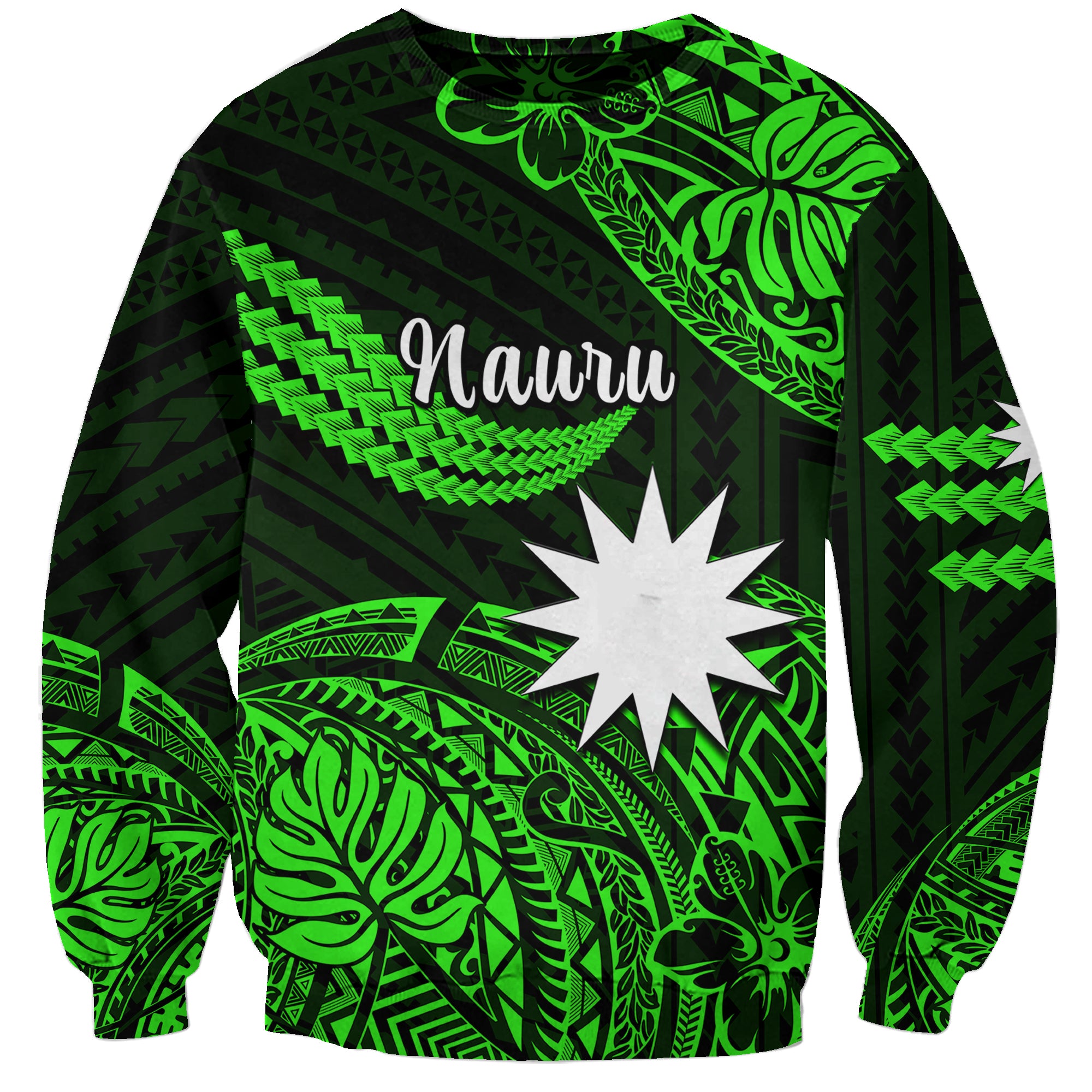 (Custom Personalised) Nauru Polynesian Hibiscus Naoero Green Sweatshirt LT14 Unisex Green - Polynesian Pride