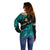 (Custom Personalised) Ribaberiki Kiribati Coat Of Arms Mix Cyan Polynesian Off Shoulder Sweater LT14 - Polynesian Pride