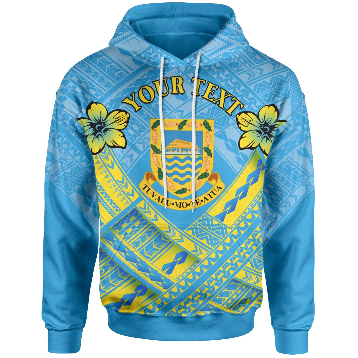 Tuvalu Custom Hoodie Tuvalu Flag Camisole Hibiscus Style Unisex Blue - Polynesian Pride