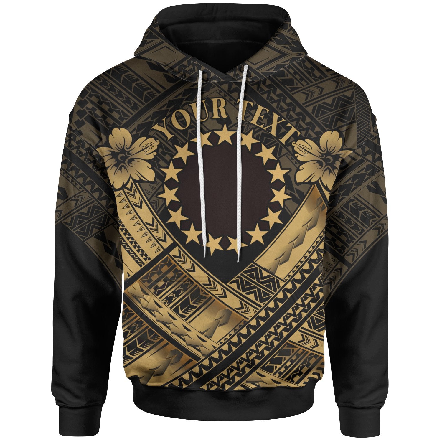 Cook Islands Polynesian Custom Hoodie Cook Islands Gold Seal Camisole Hibiscus Style Unisex Gold - Polynesian Pride