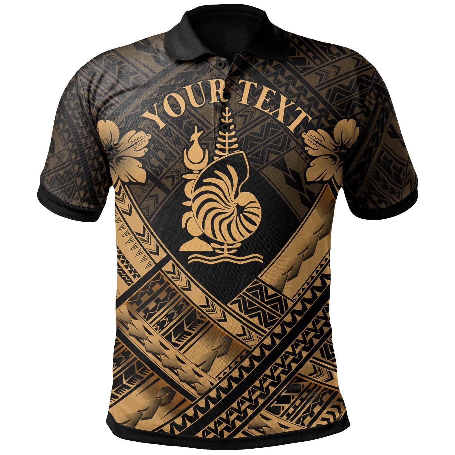 New Caledonia Polynesian Custom Polo Shirt Polynesian Gold Seal Camisole Hibiscus Style Unisex Gold - Polynesian Pride