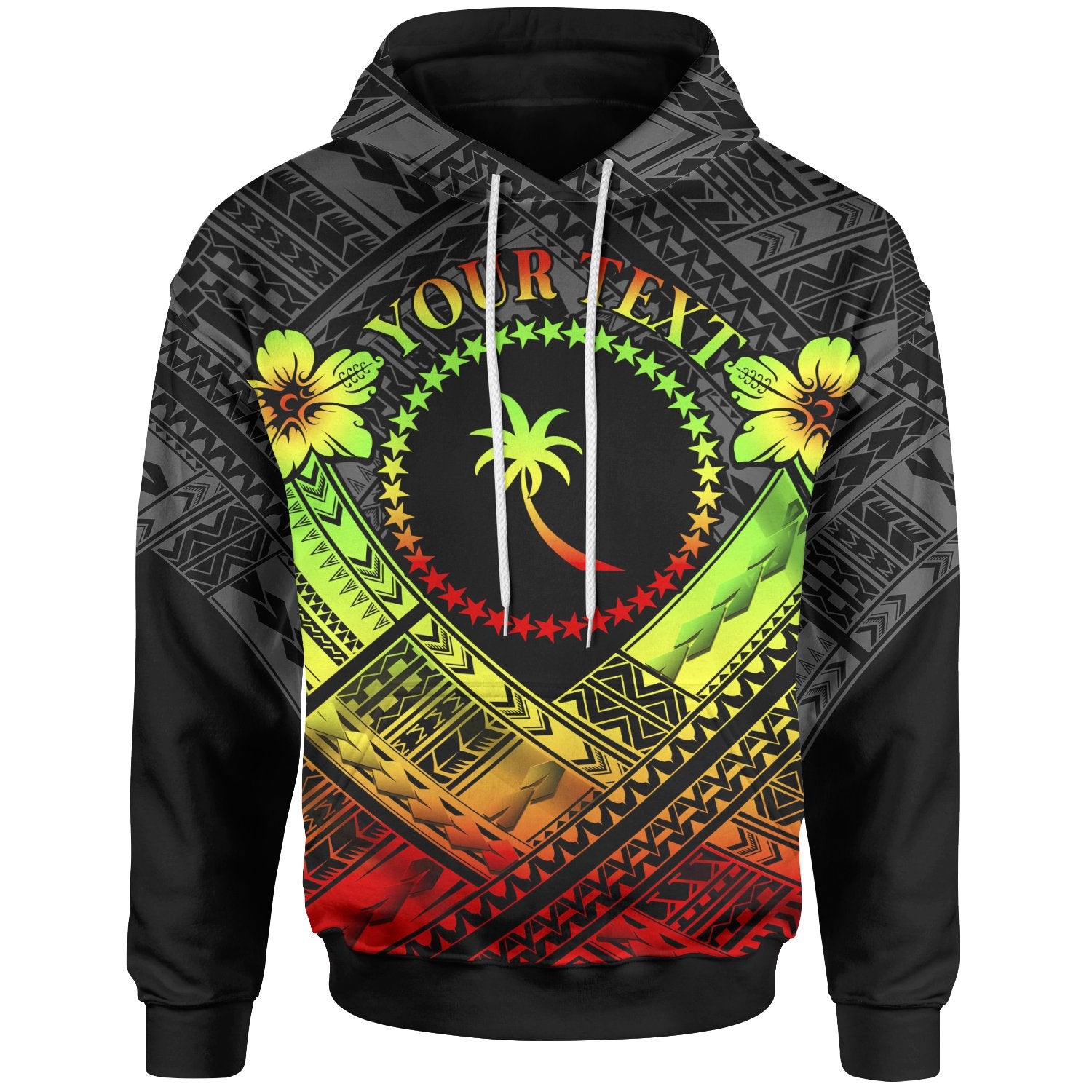 Chuuk Polynesian Custom Hoodie Chuuk Reggae Seal Camisole Hibiscus Style Unisex Reggae - Polynesian Pride