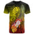 Tahiti Custom T Shirt Humpback Whale with Tropical Flowers (Yellow) Unisex Yellow - Polynesian Pride