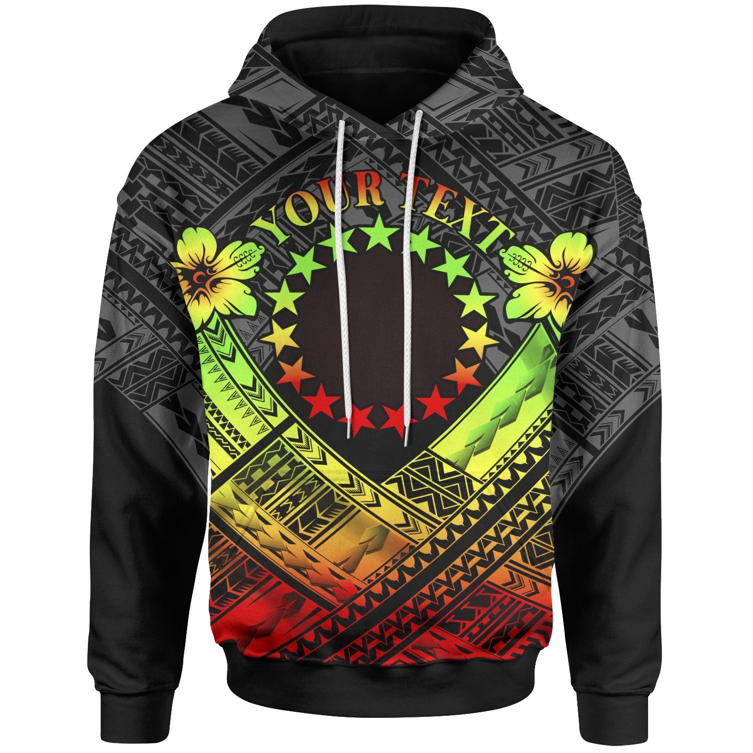 Cook Islands Polynesian Custom Hoodie Cook Islands Reggae Seal Camisole Hibiscus Style Unisex Reggae - Polynesian Pride