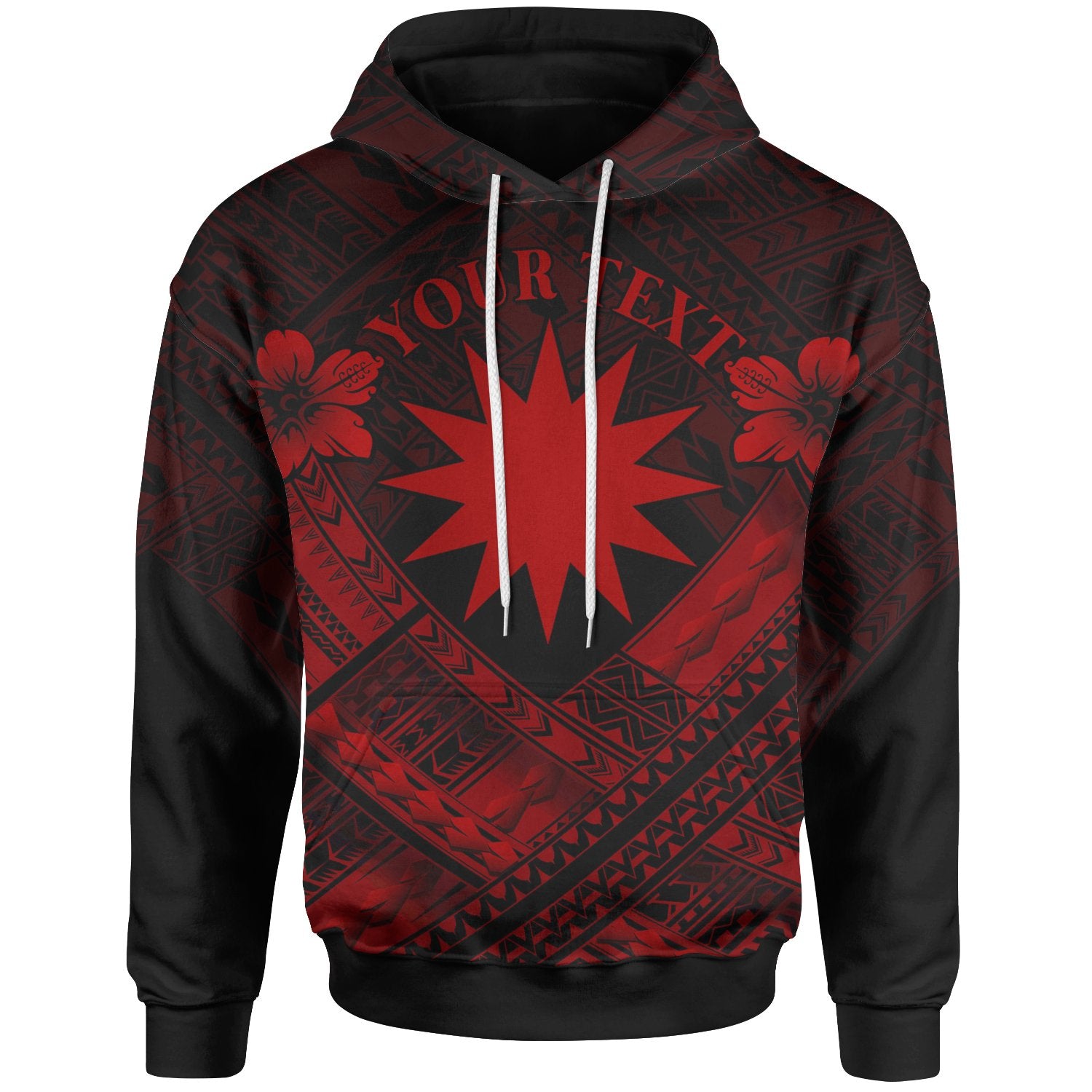 Nauru Polynesian Custom Hoodie Nauru Red Seal Camisole Hibiscus Style Unisex Red - Polynesian Pride