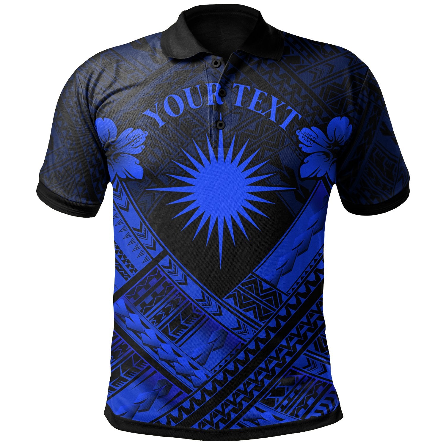 Marshall Islands Polynesian Custom Polo Shirt Marshall Islands Blue Flag Camisole Hibiscus Style Unisex Blue - Polynesian Pride