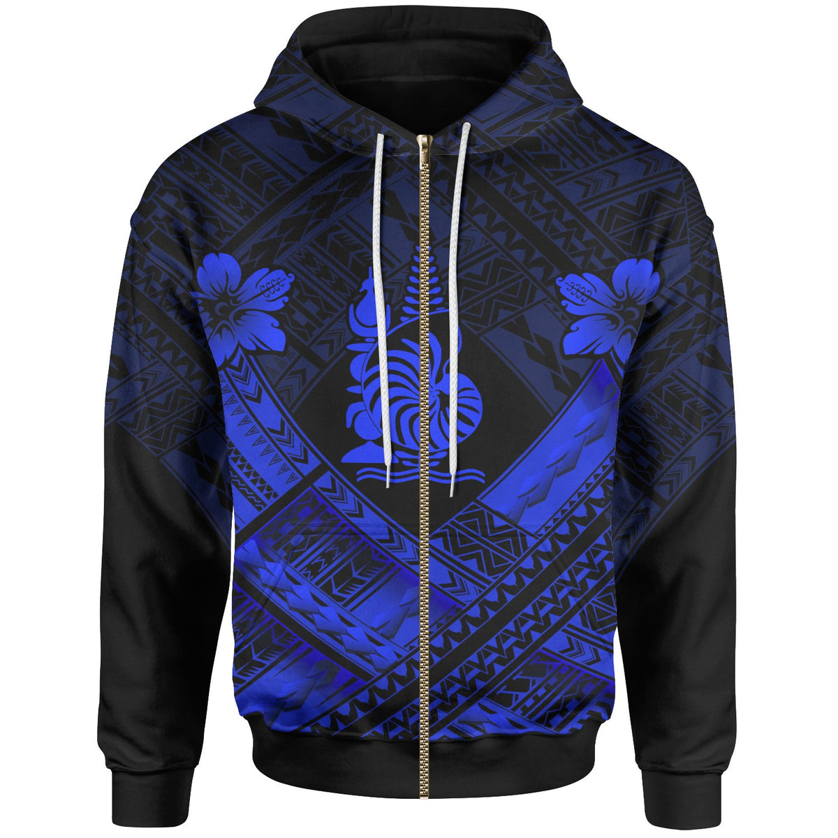 New Caledonia Polynesian Zip up Hoodie New Caledonia Blue Seal Camisole Hibiscus Style Unisex Blue - Polynesian Pride