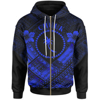 Chuuk Polynesian Zip up Hoodie Chuuk Blue Seal Camisole Hibiscus Style Unisex Blue - Polynesian Pride