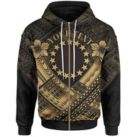 Cook Islands Polynesian Custom Zip up Hoodie Gold Seal Camisole Hibiscus Style Unisex Gold - Polynesian Pride