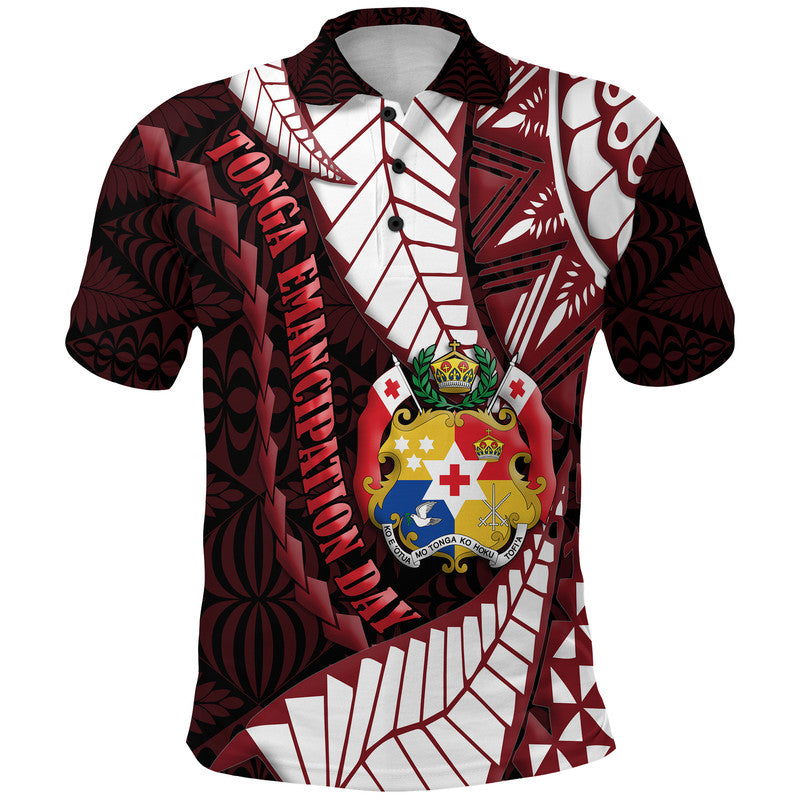 Tonga Emancipation Day Polo Shirt Kupesi Pattern No.2 Black LT9 Adult - Polynesian Pride