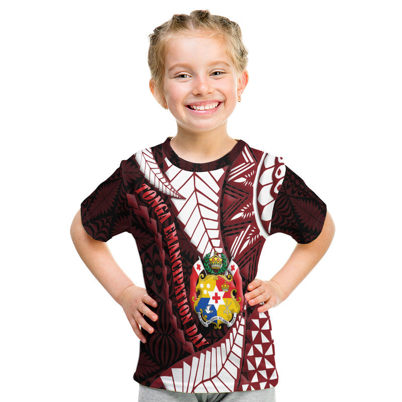 Tonga Emancipation Day T Shirt Kupesi Pattern No.2 Black LT9 Kid - Polynesian Pride