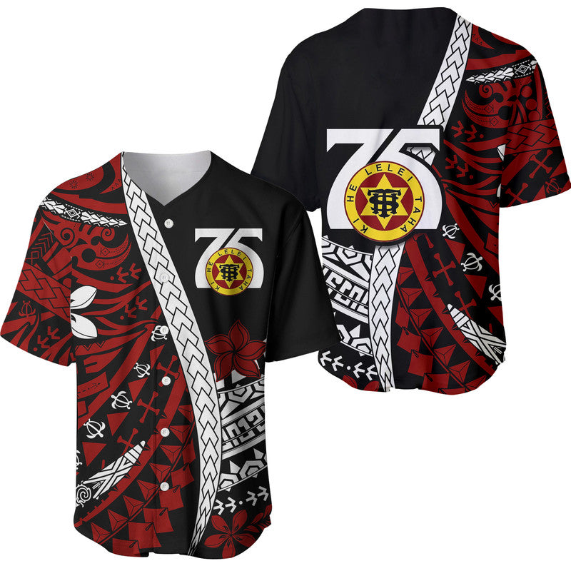 Tonga High School 75th Anniversary Baseball Jersey Black Polynesian Minimalist Style LT9 Black - Polynesian Pride