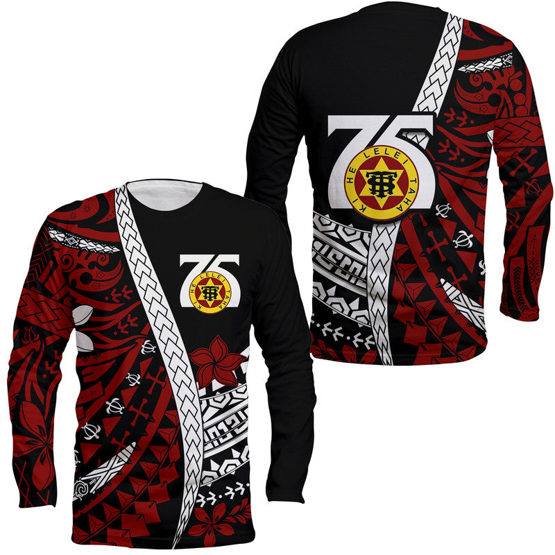 Tonga High School 75th Anniversary Long Sleeve Shirt Black Polynesian Minimalist Style LT9 Unisex Black - Polynesian Pride