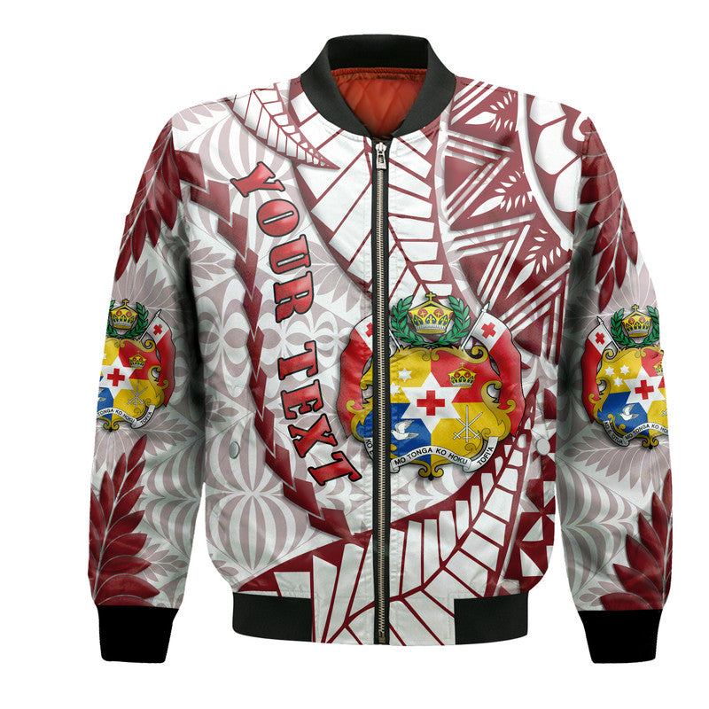 (Custom Personalised) Tonga Emancipation Day Bomber Jacket Kupesi Pattern No.2 White LT9 Unisex - Polynesian Pride