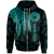 American Samoa Custom Zip up Hoodie Polynesian Wings (Turquoise) Unisex Black - Polynesian Pride