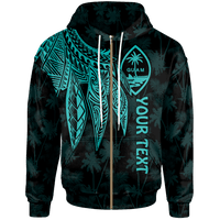 Guam Custom Zip up Hoodie Polynesian Wings (TurQuoiSe) Unisex Turquoise - Polynesian Pride