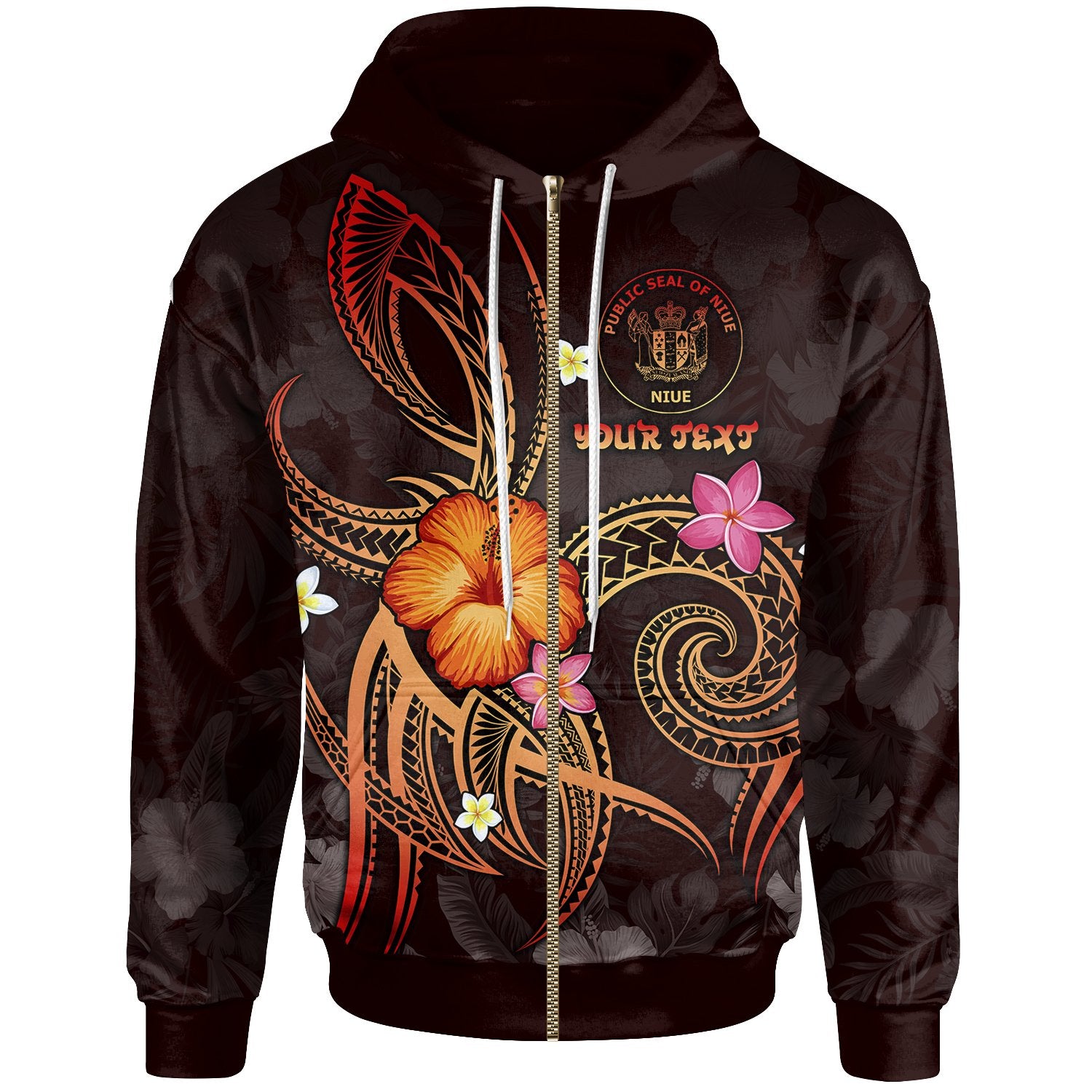 Niue Polynesian Custom Zip up Hoodie Legend of Niue (Red) Unisex Red - Polynesian Pride