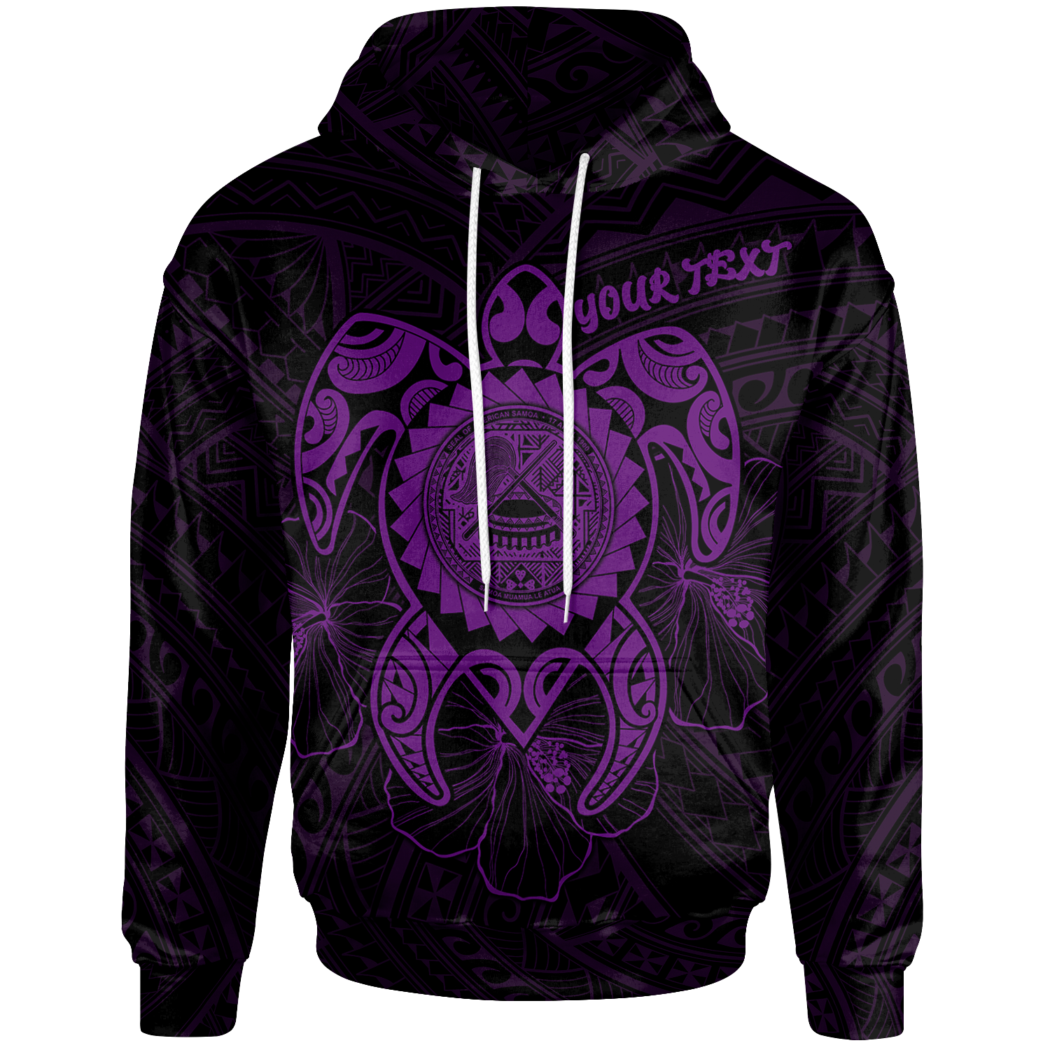 American Samoa Polynesian Custom Hoodie Vintage Polynesian Turtle (Purple) Unisex Purple - Polynesian Pride