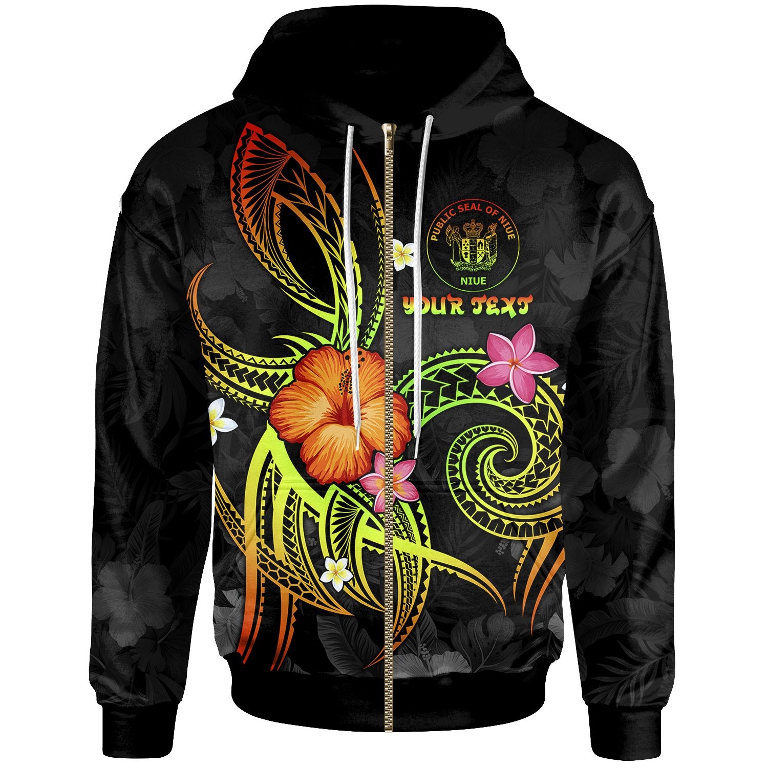 Niue Polynesian Custom Zip up Hoodie Legend of Niue (Reggae) Unisex Reggae - Polynesian Pride