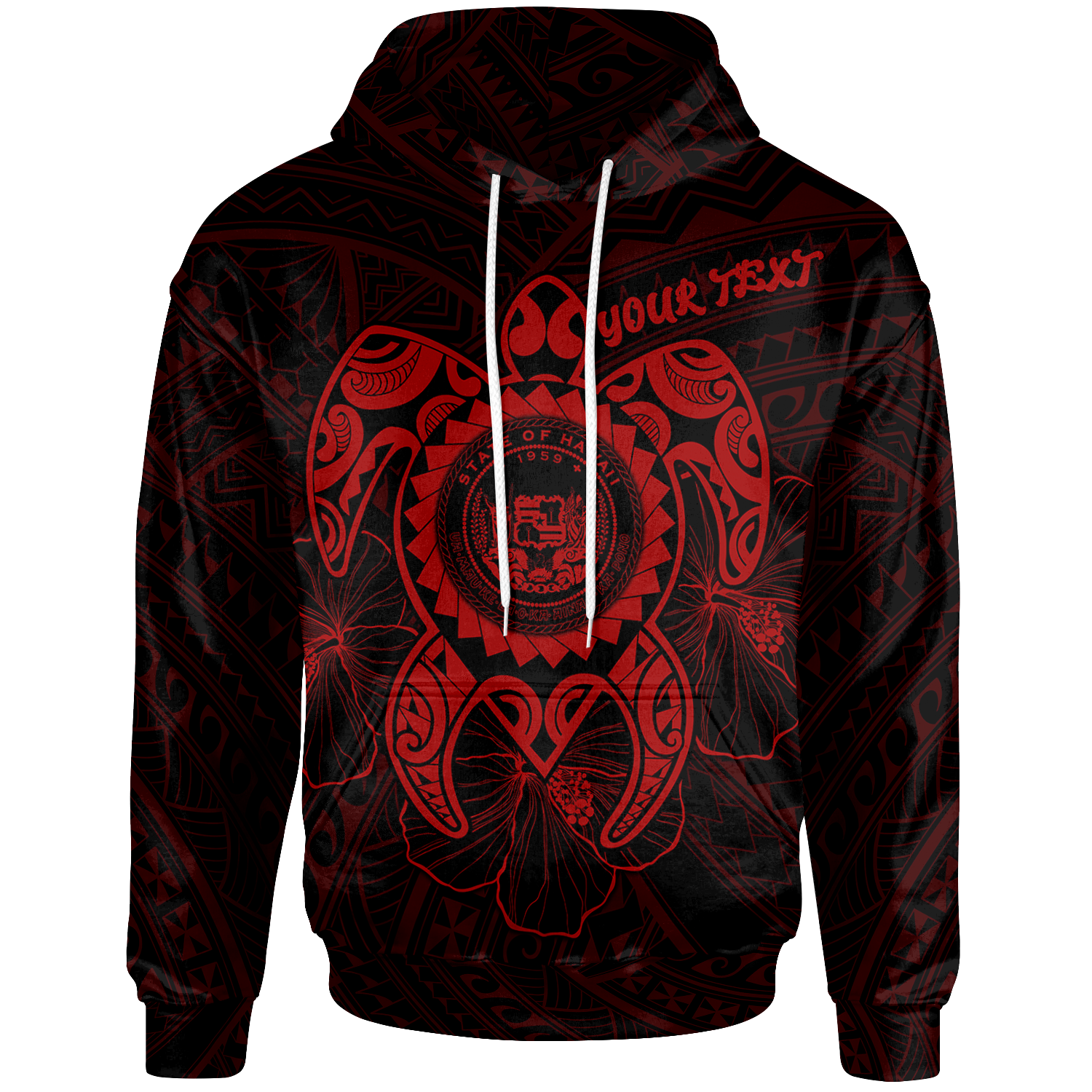 Hawaii Polynesian Custom Hoodie Vintage Polynesian Turtle (Red) Unisex Red - Polynesian Pride