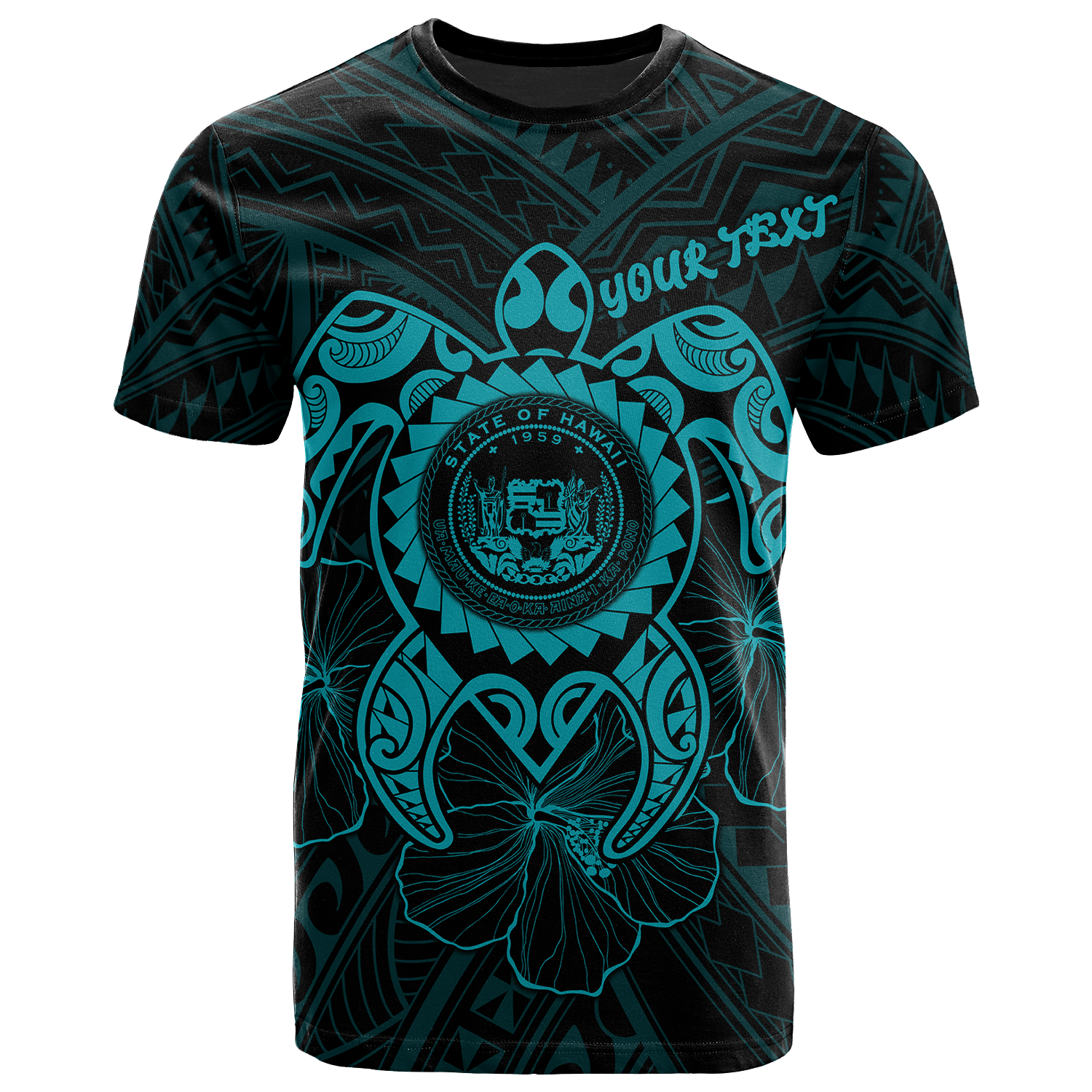 Hawaii Polynesian Custom T Shirt Vintage Polynesian Turtle (Turquoise) Unisex Turquoise - Polynesian Pride