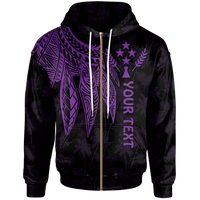 Kosrae Custom Zip up Hoodie Polynesian Wings (Purple) Unisex Purple - Polynesian Pride