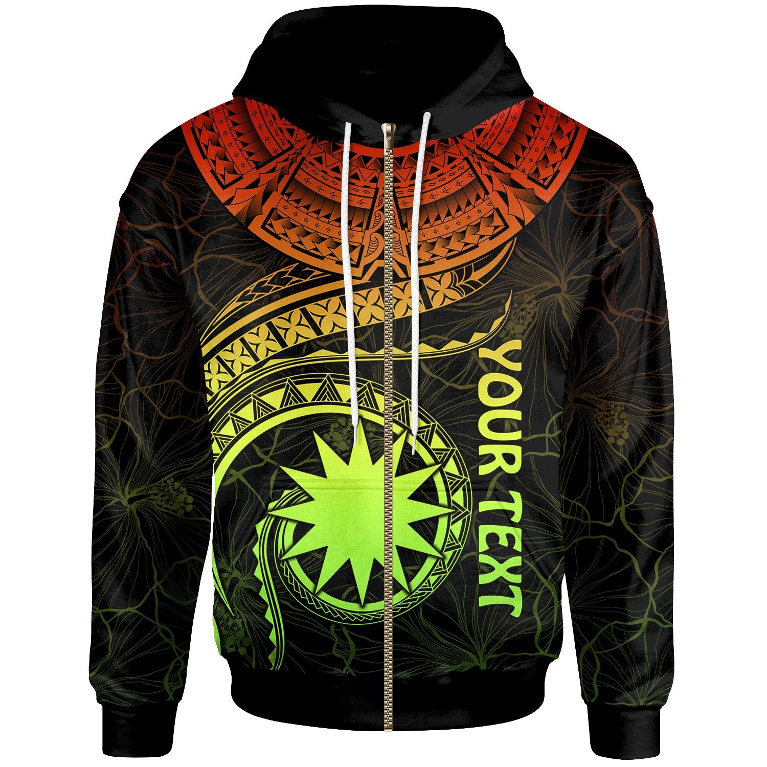 Nauru Polynesian Custom Zip up Hoodie Nauru Waves (Reggae) Unisex Reggae - Polynesian Pride