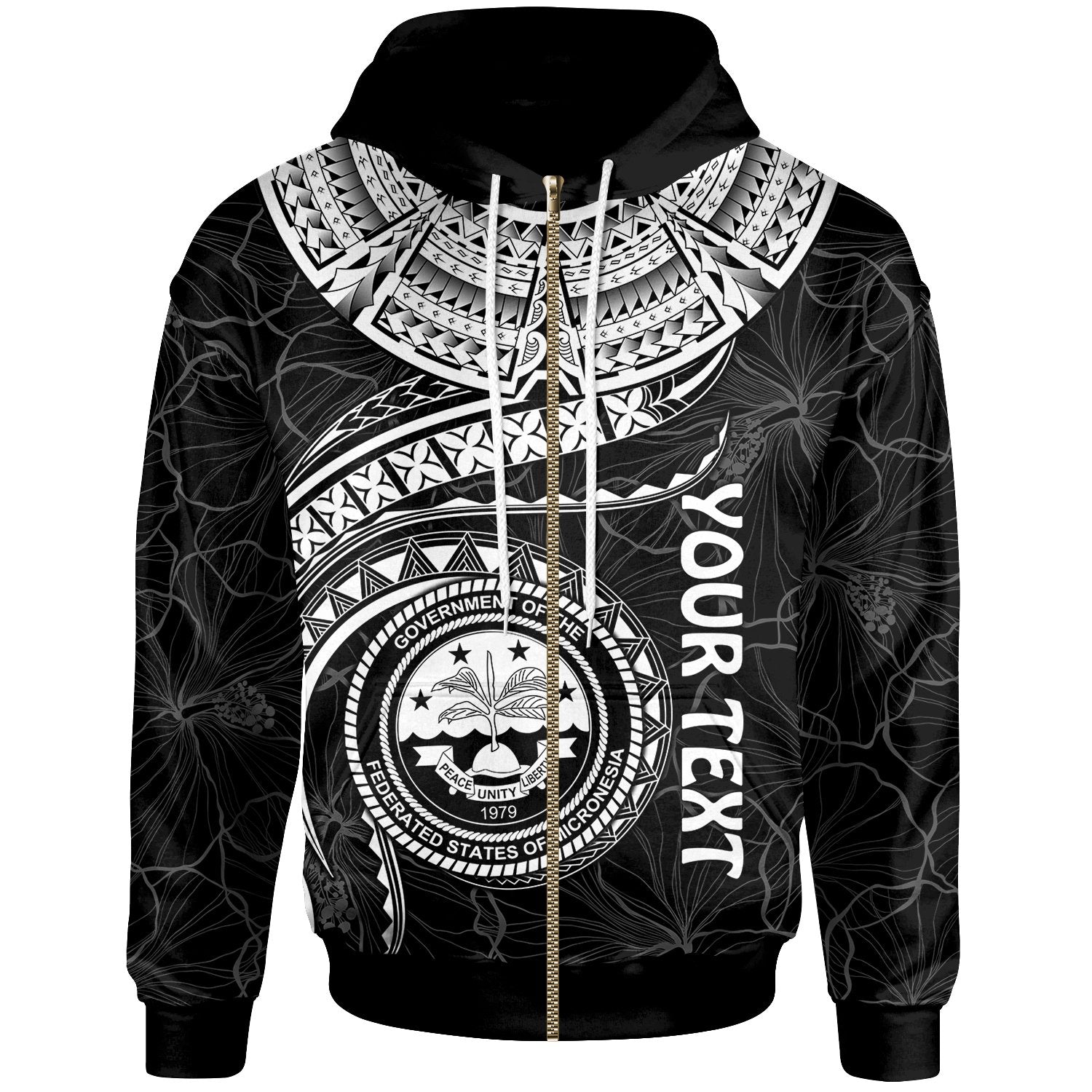 Federated States of Micronesia Polynesian Custom Zip up Hoodie FSM Waves (White) Unisex White - Polynesian Pride