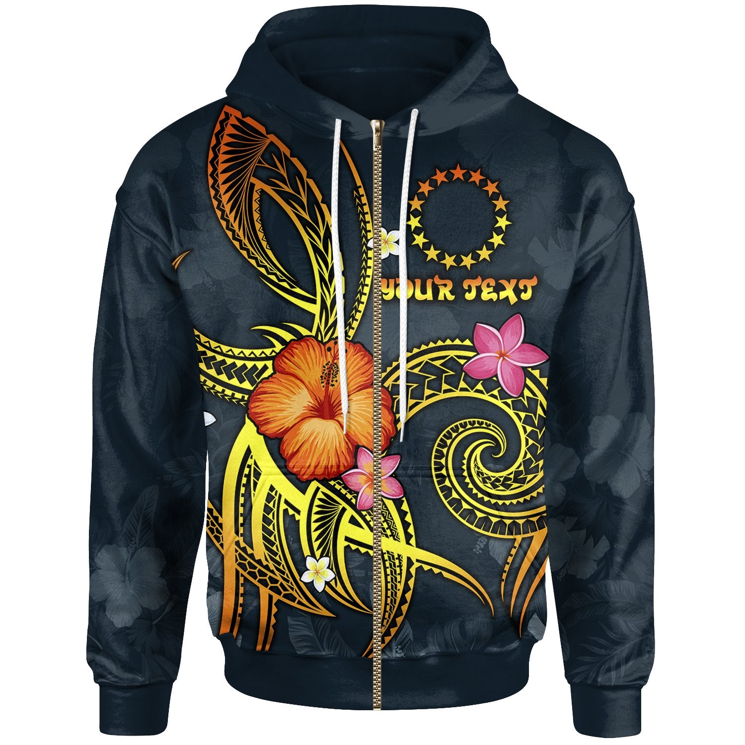 Cook Islands Polynesian Custom Zip up Hoodie Legend of Cook Islands (Blue) Unisex Blue - Polynesian Pride